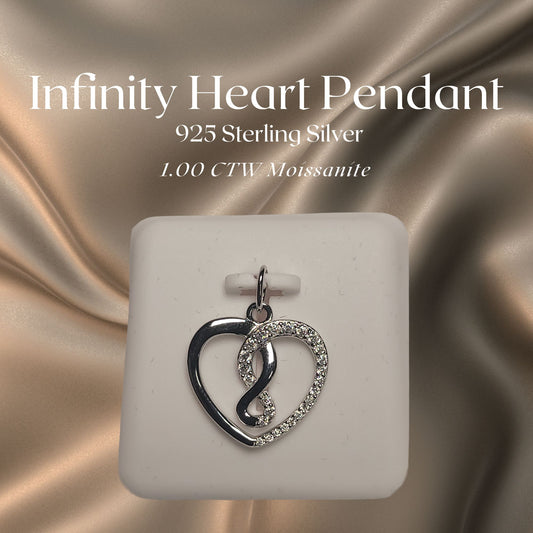 1.00 CTW Iced-Out Moissanite Infinity Heart Pendant in 925 Sterling Silver