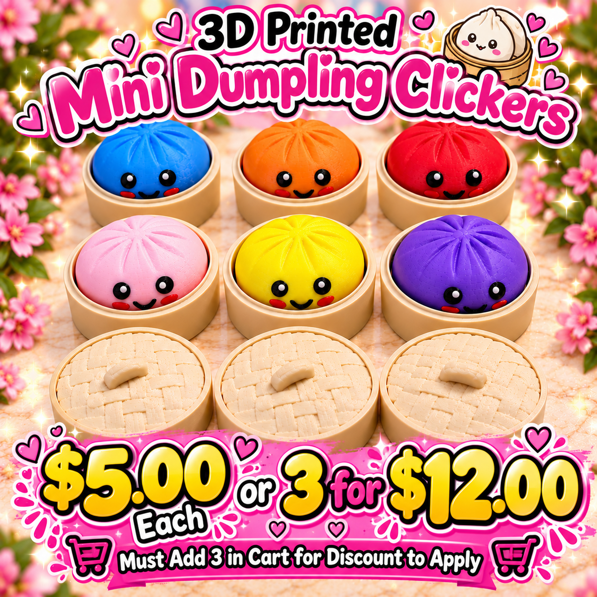 3D Mini Dumpling Clickers