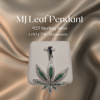 1.00 CTW Iced-Out Moissanite Mary Jane Leaf Pendant in 925 Sterling Silver