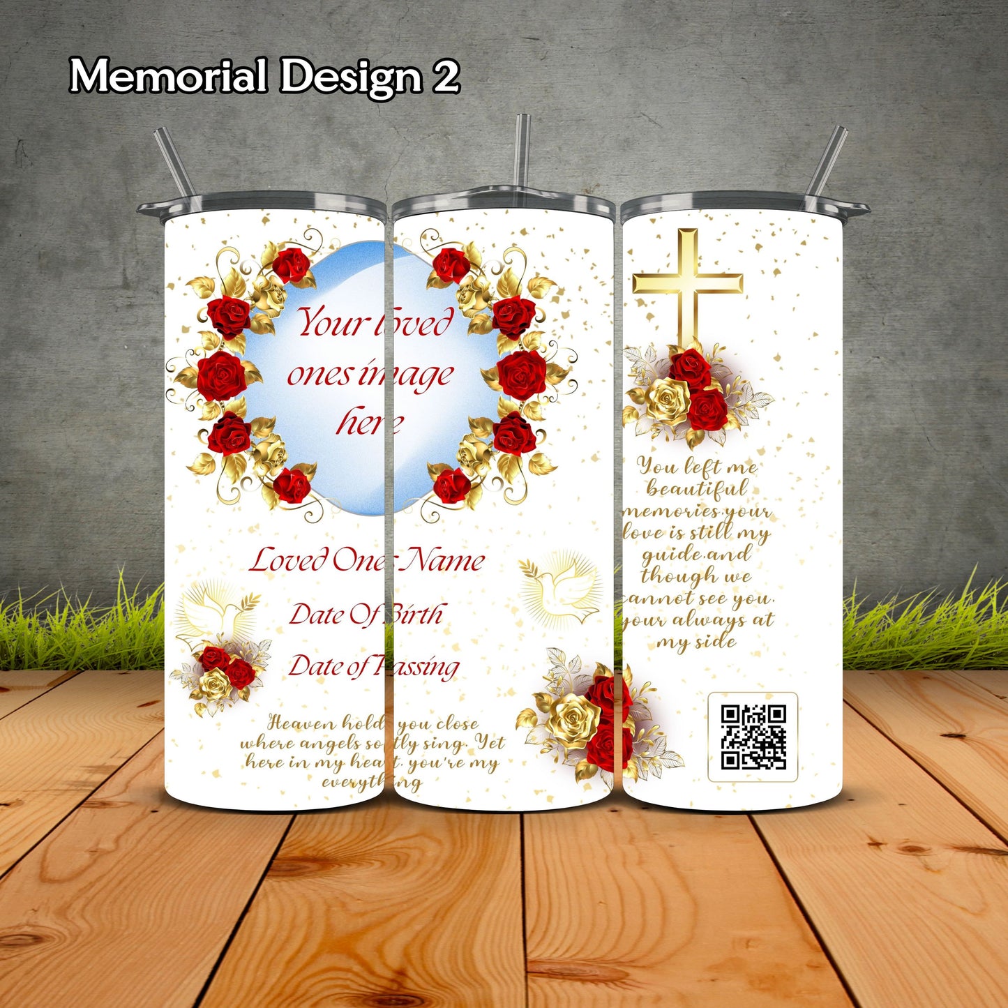 Memorial Personalized Tumbler with QR Code Video