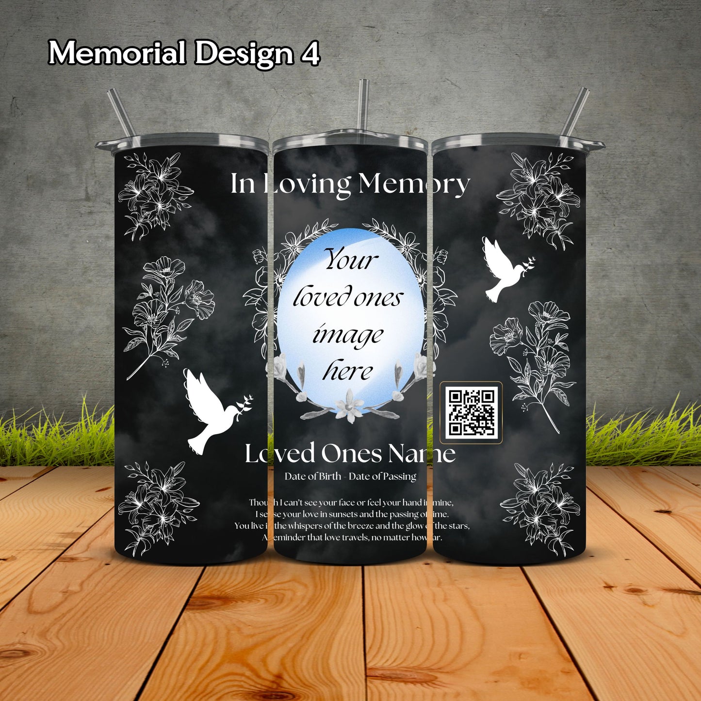 Memorial Personalized Tumbler with QR Code Video