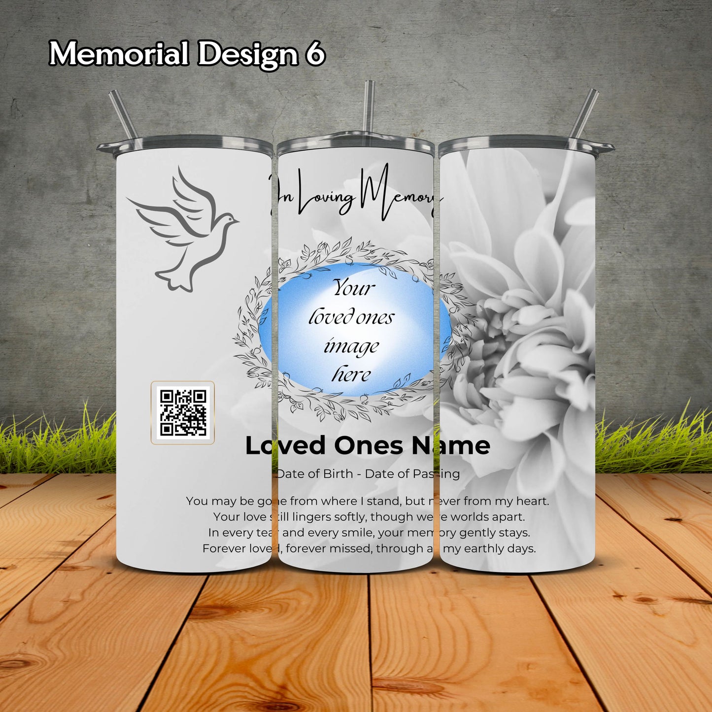 Memorial Personalized Tumbler with QR Code Video