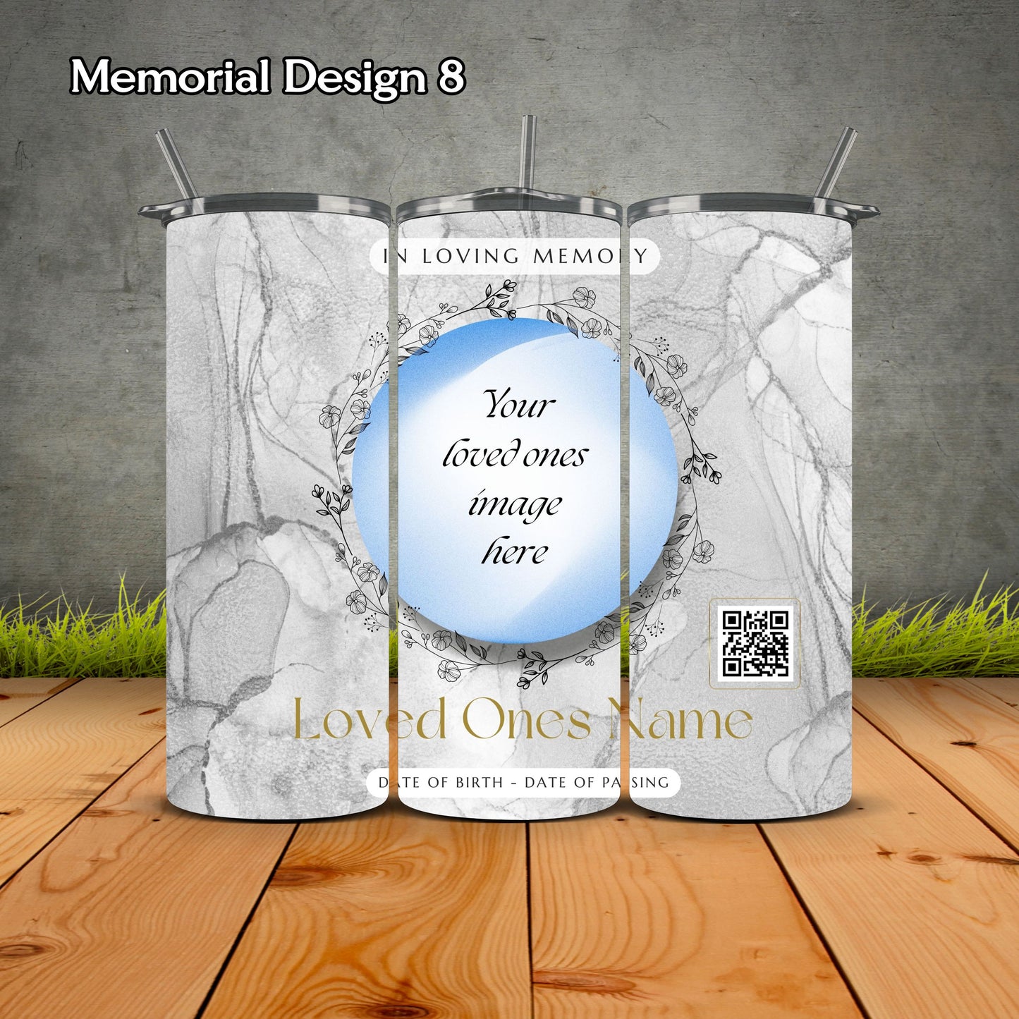Memorial Personalized Tumbler with QR Code Video
