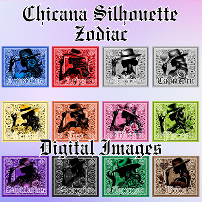 Chicana Silhouette Zodiac Queens digital images (12 images)