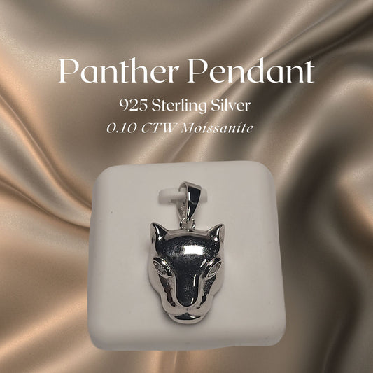 0.10 CTW Iced-Out Moissanite Panther Pendant in 925 Sterling Silver