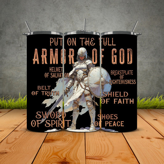 Put On The Full Armor Of God Rose Gold Tumbler