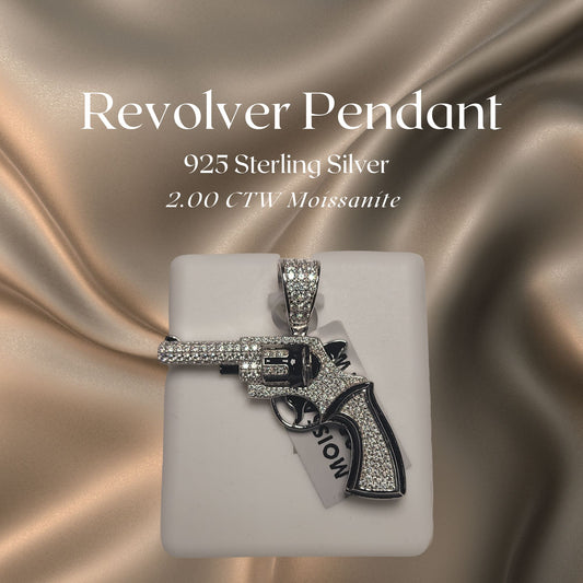 2.00 CTW Iced-Out Moissanite Revolver Pendant in 925 Sterling Silver