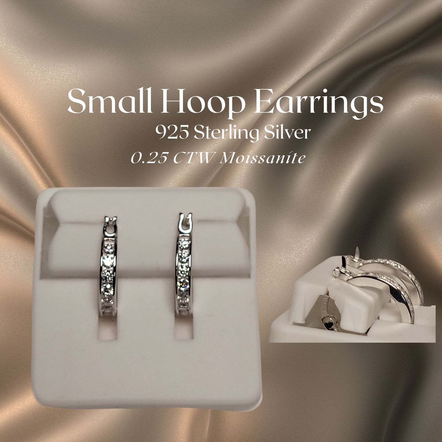 0.25 CTW Iced-Out Moissanite Small Hoop Earrings in 925 Sterling Silver