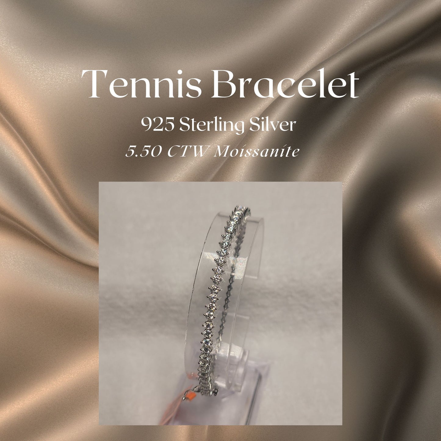 5.50 CTW Iced-Out Moissanite 6.5 inch Tennis Bracelet in 925 Sterling Silver