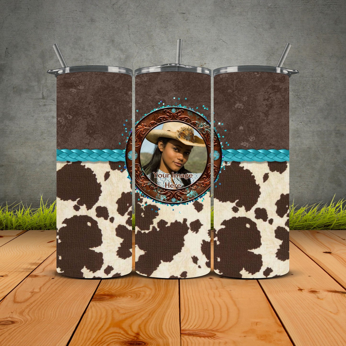 Western Leather Personalized Tumbler (1 Image)