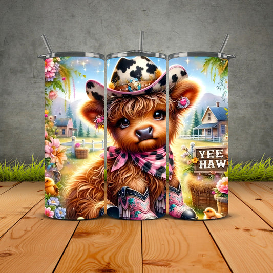 Yee Haw Highland Cow Cowgirl Tumbler