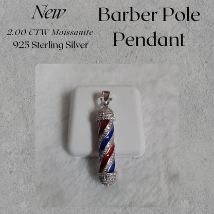 2.00 CTW Moissanite Barber Pole Pendant 925 Sterling Silver Necklace Jewelry Gift