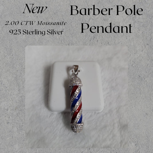 2.00 CTW Moissanite Barber Pole Pendant 925 Sterling Silver Necklace Jewelry Gift