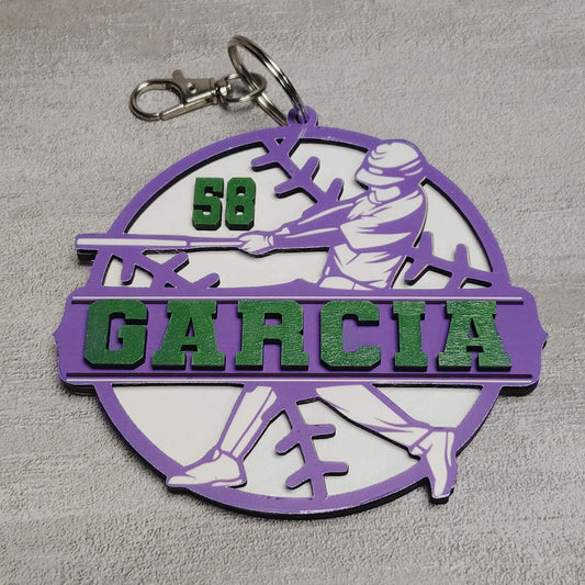 Custom Baseball or Softball Name Keychains