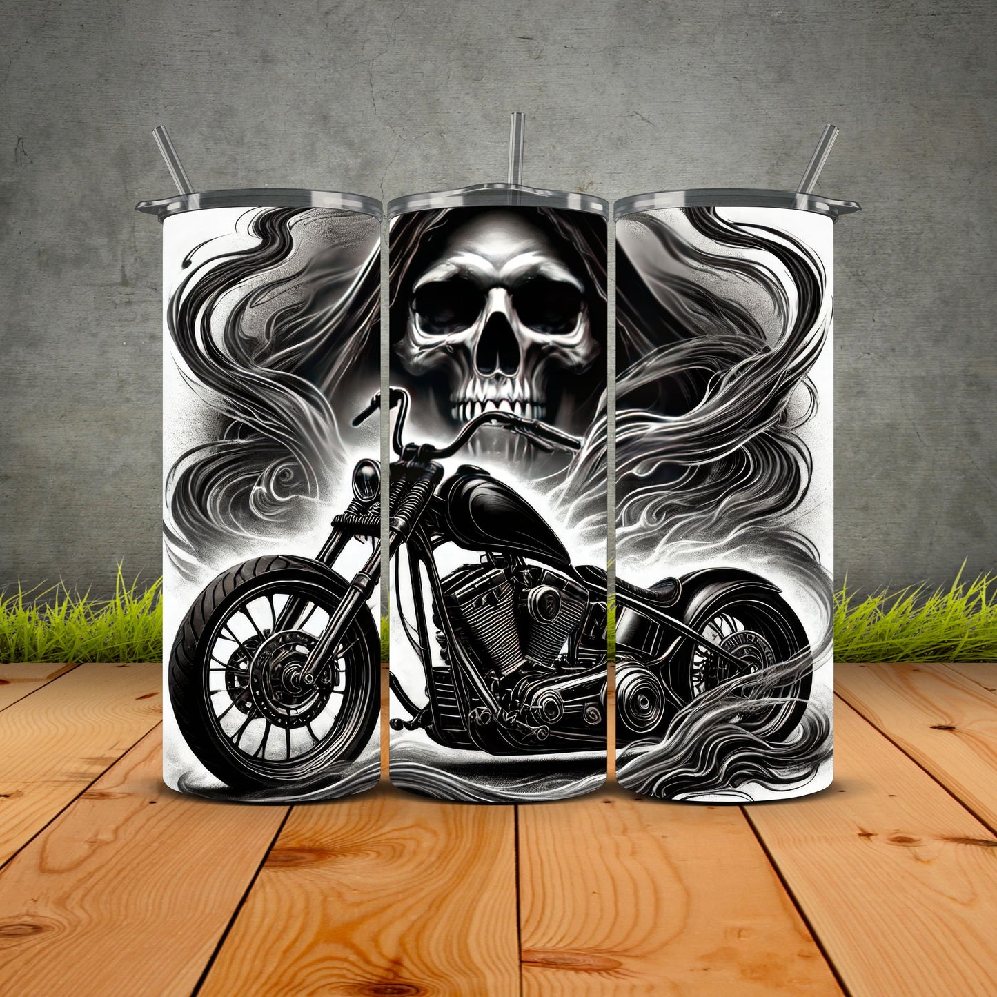 Motorcyle Skull Tumbler