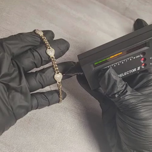 1.00 CTW Iced-Out Moissanite Heart Bracelet in 18k Gold Vermeil