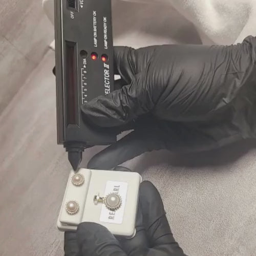 1.00 CTW Iced-Out Moissanite Real Pearl Pendant and Earrings Set in 18k Gold Vermeil