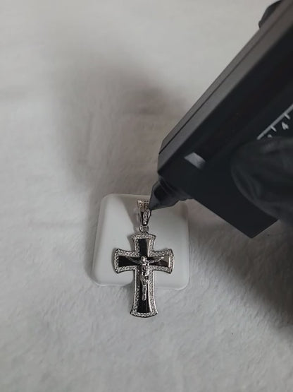 1.00 CTW Moissanite Crucifix Pendant 925 Sterling Silver Cross Pendant