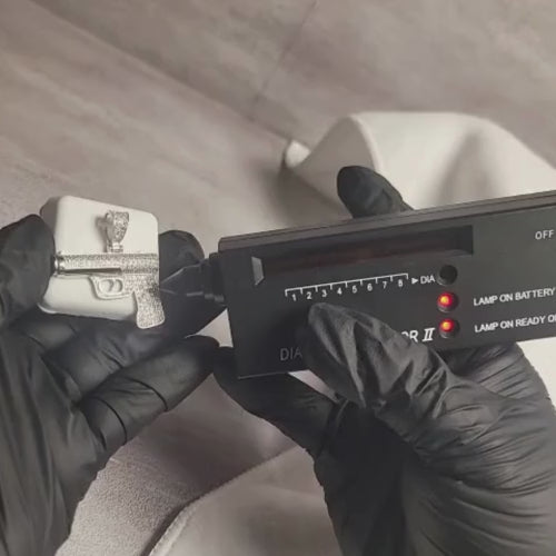 2.00 CTW Iced-Out Moissanite Pistol Pendant in 925 Sterling Silver