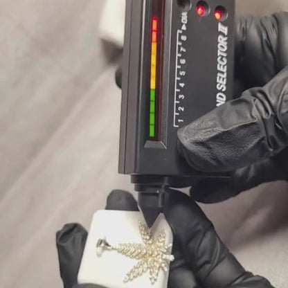 1.00 CTW Iced-Out Moissanite MJ Leaf Pendant in 18k Gold Vermeil