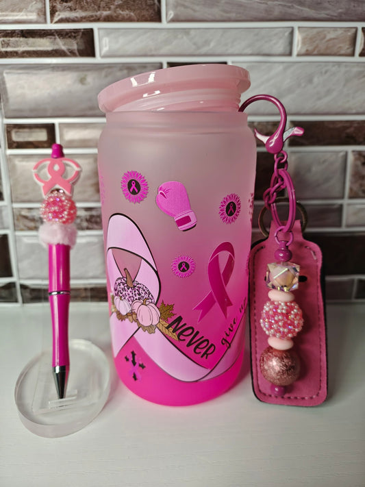 16oz Libby Never Give Up Cancer Set