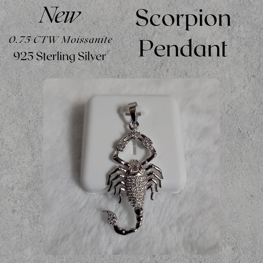 0.75 CTW Moissanite Scorpion Pendant 925 Sterling Silver Zodiac Astrology