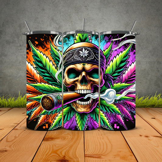 Smoking Herbal Skull Tumbler