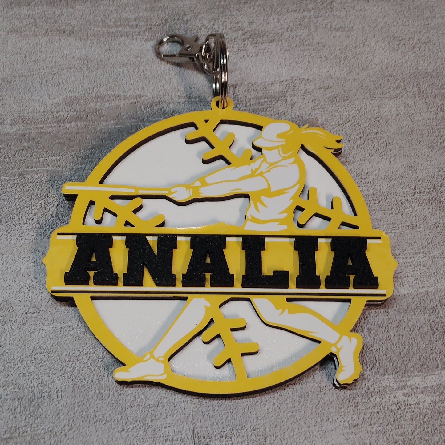 Custom Baseball or Softball Name Keychains