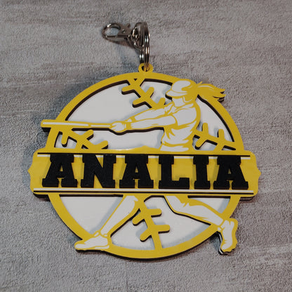 Custom Baseball or Softball Name Keychains